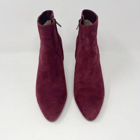 Banana‎ Republic Ankle Boot Womens 9 Burgundy Suede Leather 3” Heel Pointed Toe - Picture 6 of 9